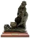 Llewellyn Davies, Zulu Witchdoctor/ Diviner, bronze with green and brown patina on wooden base