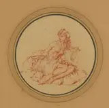 William Russell Flint, Seated Nude, conté on paper