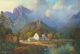Gabriel de Jongh, Cape Cottage in a Mountainous Landscape, oil on canvas
