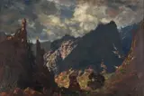 Stormy Mountain Landscape by Edward Roworth, oil on canvas, offered Sep 2019