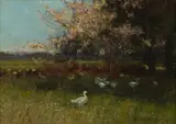 Riverscape with Ducks by Sir Alfred Edward East Ra, oil on canvas, offered Sep 2019