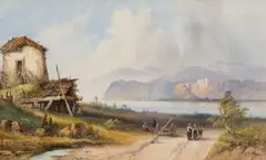 Frank Catano, On the River Meuse, watercolour on paper