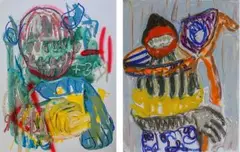 Gresham Tapiwa Nyaude, Safe Hands Part I & II, oil on canvas paper