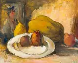 Still Life with Plate and Fruit by Alexander Rose-Innes, oil on canvas, offered Jun 2019