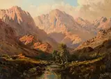 Tinus de Jongh, Mountain with Stream, oil on canvas