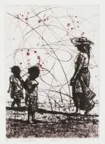 Wamigingiriko (Hard Worker) by Phillemon Hlungwani, etching, sold Jun 2019
