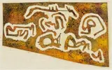 Abstract, from The Artists of the Rocks series by Walter Battiss, woodcut with oil paint, offered Jun 2019