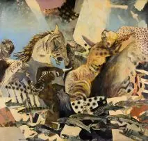 Minnette Vári, Composition with Figures and Animals, oil on canvas