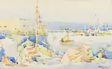 Heraklion, Crete by Walter Battiss, watercolour on artist's board, sold Jun 2019