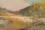 Boys Fishing by Christopher Tugwell, oil on board, sold Jun 2019