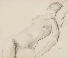 Sir Jacob Epstein Kbe, Reclining Nude, pencil on paper
