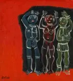 Three Dancers by Walter Battiss, oil on canvas laid down on board, offered Jun 2019