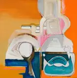 Sidney Goldblatt, Abstract with Orange, oil on canvas
