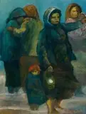 Women and Children by Amos Langdown, oil on canvas laid down on board, offered Jun 2019