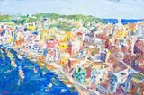 Gerhard Batha, View of Coastal Town, oil on canvas