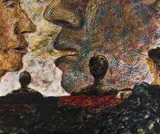 Louise Hall, At the Movies (Six Figures, One Sleeping), 2004, oil on board