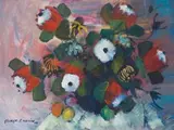 George Enslin, Still Life with Proteas, oil on canvas