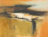 Wim Blom, Abstract Landscape, oil on board