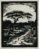 Die Eensame Pad (The Lonely Road) (Nilant 69) by Jacobus Hendrik Pierneef, linocut, sold Jun 2019