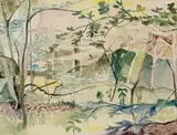 A View of a Garden by Maud Sumner, ink and watercolour on artist's board, sold Jun 2019
