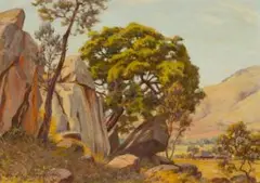 Erich Mayer, Landscape with Rock Formation, gouache on paper