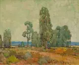Country Road with Copse of Trees by Piet van Heerden, oil on canvas laid down on board, offered Jun 2019