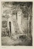 Hugo Naude, Keller Trap (Loft Staircase), etching