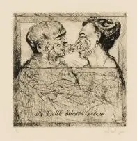 William Kentridge, The Battle between Yes and No, drypoint etching