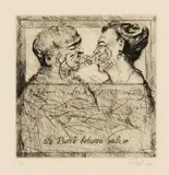 William Kentridge, The Battle between Yes and No, drypoint etching