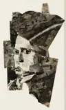 William Kentridge, Untitled (Portrait), assemblage with ink and map pins on found paper