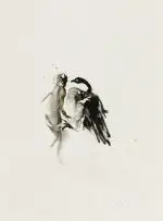 Swan by Minnette Vári, ink on paper, offered Jun 2019
