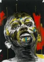 Nelson Makamo, Portrait of a Boy, mixed media on paper