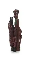 Phillip Rikhotso, Figural Group, carved and painted wood