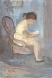 Cecil Higgs, Girl Reading, oil on canvas laid down on board