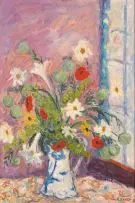 Flowers by a Window by Kenneth Baker, oil on board, sold Jul 2019