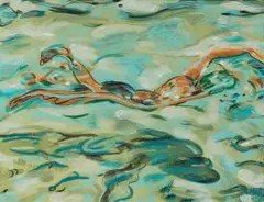 Louise Hall, The Swimmer, pastel and mixed media on paper