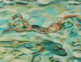Louise Hall, The Swimmer, pastel and mixed media on paper