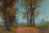 Landscape with Road through Trees by Titta Fasciotti, oil on board, offered Jul 2019