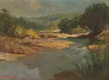 Landscape with River Bend by Titta Fasciotti, oil on canvas laid down on board, sold Jul 2019