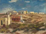 Cottages, Arniston by Piet van Heerden, oil on canvas, offered Jul 2019