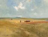 Herding Cattle by Christopher Tugwell, oil on canvas laid down on board, sold Jul 2019