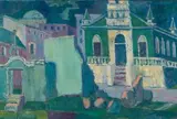 Josef Osser, Mosque, District Six, oil on canvas laid down on board