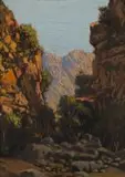 Tinus de Jongh, Mountain Landscape, oil on canvas