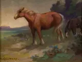 Allerley Glossop, Landscape with Horses, oil on board
