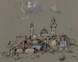 Moskee en Agterbuurt, Ou Kaapstad (Mosque and Slums, Old Cape Town) by Gregoire Boonzaier, watercolour on paper, offered Jul 2019