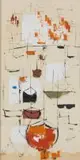 Fayetta Varney, Abstract in White, mixed media on paper