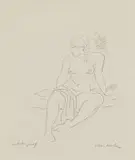 Maurice van Essche, Seated Nude, single-colour lithograph