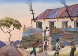 Phaswane David Mogano, Pimville Forgotten T.Ship, watercolour on paper
