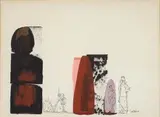 Sidney Goldblatt, A Group of Villagers, mixed media on canvas paper