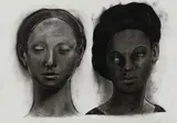 John Murray, Two Girls, charcoal on paper